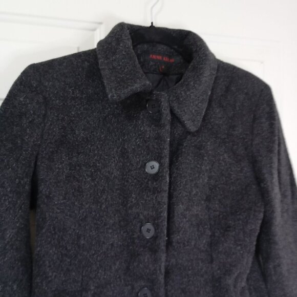 Anne Klein Womens Charcoal Wool Blend Button-Front Coat Pockets Size 4 - Picture 3 of 11